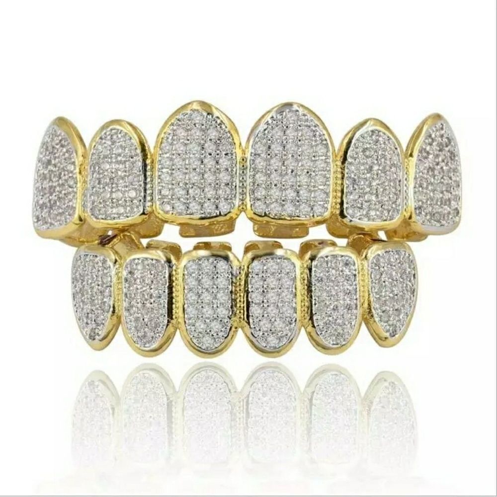 Iced Out Micro Pave Diamond Simulate Grillz Set